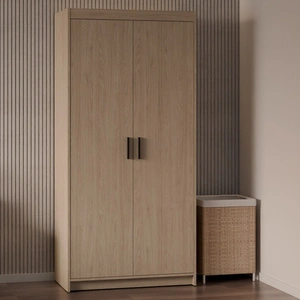 Kleiderschrank Rene 90 cm Eiche geölt modernes Design perfekte Garderobe für Schlafzimmer Kleiderschrank oder Flur stilvolle schwarze Griffe