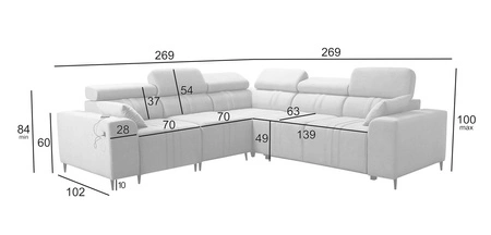 Ecksofa mit Schlaffunktion Castel III hellbraun links Ecksofa mit zwei Bettkästen verstellbare Kopfstützen