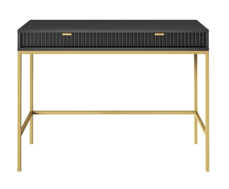 Konsolentisch Lovro schwarze mit Schubladen stilvolles und funktionelles Möbelstück für Flur, Wohnzimmer oder Büro, goldfarbener Rahmen