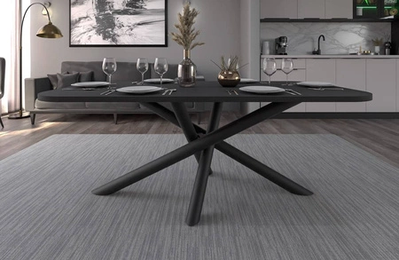 Lyon Tisch 90x185 cm portland ash / schwarz stilvoller Esstisch auf Designer-Spinnenbeinen höhenverstellbar