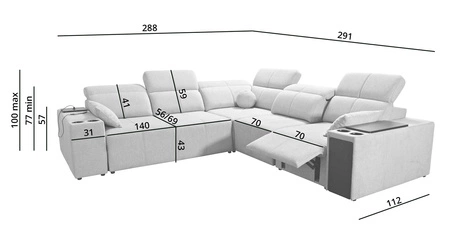 Ecksofa mit Schlaffunktion Tesalia III Lux honey rechts komfortables Ecksofa mit ausziehbarem Fußteil Schiebefunktion der Rückenlehne
