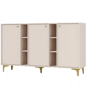 Kioto I Kommode 158 cm beige modernes Design dezente Griffe schlichte Form angereichert mit goldenen Metallelementen