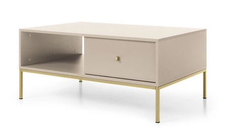 Couchtisch Mono Beige Mit Schubladen minimalistisches Design Tischplatte beständig gegen verschüttete Flüssigkeiten