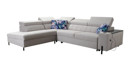 Ecksofa mit Schlaffunktion Belvi III heather left bequemes und elegantes Ecksofa für das Wohnzimmer mit praktischem Stauraum an der Seite