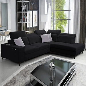 Ecksofa mit Schlaffunktion Kelly Sleek VII schwarz rechts geflochten bequem und funktionell Ecksofa für Wohnzimmer