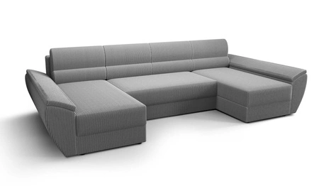 Ecksofa mit Schlaffunktion Fogu U IV grau Esche bequemes und funktionelles Ecksofa für das Wohnzimmer mit einem interessanten Design dreidimensionalen Stoff