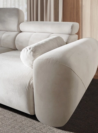 Ecksofa mit Schlaffunktion Cantare II Lux Lachs links bequemes Ecksofa für Wohnzimmer mit Lift Fußstütze weicher Stoff