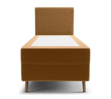 Boxspringbett Totti 90x200 Honig stilvolles Bett mit Bettzeug Lagerung dreidimensionalen Stoff mit ausdrucksstarken Streifen