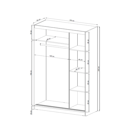 Schiebeschrank Miko 150 cm weiß moderne Garderobe ideal für ein Schlafzimmer Kleiderschrank oder Flur