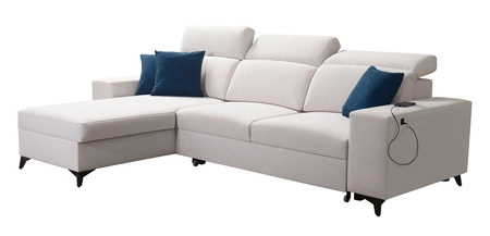 Ecksofa mit Schlaffunktion Kelly Sleek Arctic blau linke Seite geflochten bequem und funktional Ecksofa Bett für Wohnzimmer