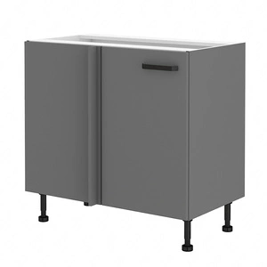 Eck-Küchenzeile Verdi 105 ND 1F BB linke feuchtigkeits- und beschädigungsbeständiger Schrank schwarze Metallgriffe