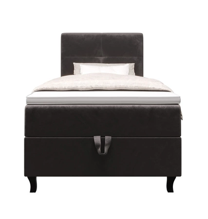 Boxspringbett Melba 100x200 grau Bett im modernen skandinavischen Stil mit gepolstertem Kopfteil Bett mit Staukasten