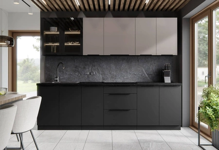 Küchenmöbelset Tarraco / Schwarz 260 cm Metallkantengriffe Schränke sehen in modernen Interieurs toll aus