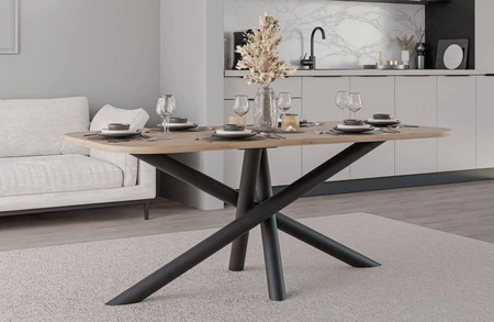 Lyon Tisch 90x185 cm artisan Eiche / schwarz stilvoller Esstisch auf Designer-Spinnenbeinen höhenverstellbar