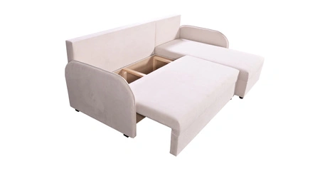 Ecksofa mit Schlaffunktion Orsa beige universal Ecksofa mit interessantem Design strapazierfähiger Veloursstoff