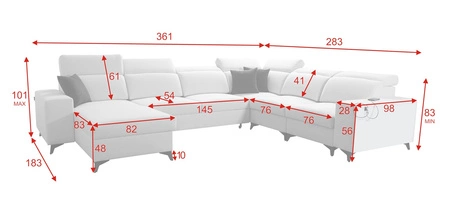 Ecksofa mit Schlaffunktion Kelly Sleek VIII graphit links stilvolles Ecksofa für Wohnzimmer bietet Komfort beim Entspannen