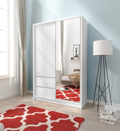 Schiebeschrank Cento 134 cm weiß modernes Design Kleiderschrank ideal für Garderobe Schlafzimmer oder Diele