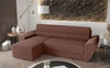 Ecksofa mit Schlaffunktion Fogu II Indian pink linke Seite stilvolles Ecksofa mit bequemen Armlehnen und Bettzeugcontainer