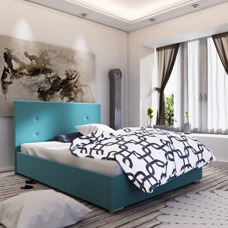 Reus 160x200 blau gepolstertes Bett mit Kopfteil im modernen Stil ideal für Schlafzimmer