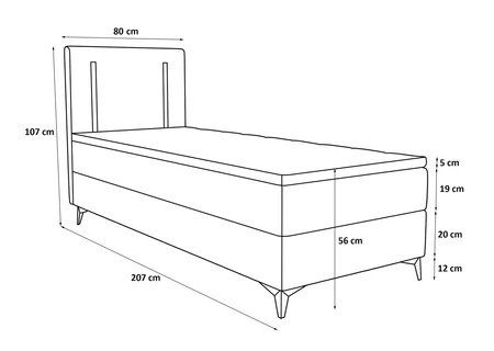 Boxspringbett Norco 80x200 dunkelbeige stilvolles Bett mit Staukasten Beleuchtung im Kopfteil fügt eine einzigartige Note