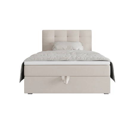Boxspringbett Flint 100x200 beige im modernen skandinavischen Stil mit gepolstertem Kopfteil Bett mit Staukasten