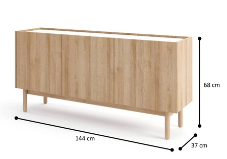 Kommode Boho 144 cm Eiche Riviera / Marmorbianco Außergewöhnliches Design universelle Farbkombination dekorative Marmorböden