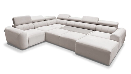 Ecksofa mit Schlaffunktion Cantare VIII Lux dunkelbeige rechts Designer Ecksofa mit elektrischer Fußstütze