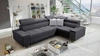 Ecksofa mit Schlaffunktion Dafni II graphit rechtwinkliges geflochtenes Ecksofa mit Bettzeugschublade in der Seite des Möbels