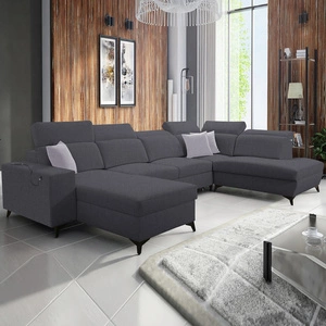 Ecksofa mit Schlaffunktion Kelly Sleek VI graphit links modernes Design Ecksofa für Wohnzimmer mit verstellbaren Kopfstützen