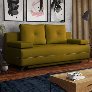 Sofa mit Schlaffunktion Austin Senf moderner Plüschstoff garantiert höchsten Komfort und Funktionalität