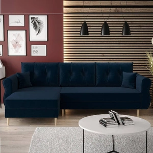 Ecksofa mit Schlaffunktion Wilkins navy blue linke Seite stilvolles und modernes Design, das sich in jede Einrichtung einfügt