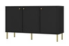 Kioto II 125 cm schwarz graphit minimalistische form ideale kommode für schlafzimmer, wohnzimmer oder jugendzimmer goldene griffe