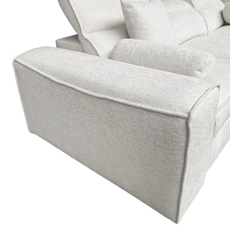 Ecksofa mit Schlaffunktion Viano III Lux hellbraun rechts modernes Ecksofa mit ausziehbarem Fußteil Bettzeugcontainer