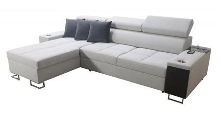 Ecksofa mit Schlaffunktion Dafni Schwarz/Weiß linksseitig geflochten bietet Komfort und Funktionalität während der täglichen Erholung