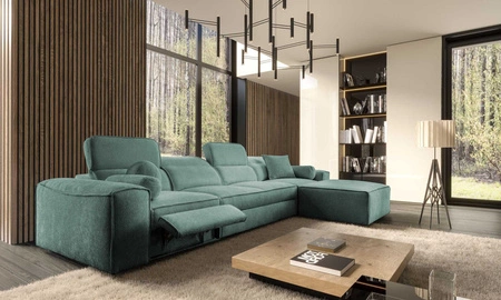 Ecksofa mit Schlaffunktion Viano XII Lux patina rechtshändiges Designer-Ecksofa für das Wohnzimmer mit bequemer ausziehbarer Fußstütze