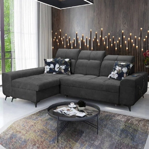 Schlafsofa Buffalo graphit links funktionelles und stilvolles Ecksofa mit einem Bettzeugcontainer