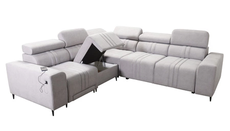 Ecksofa mit Schlaffunktion Castel III Lux grau Esche links äußerst bequemes Ecksofa für das Wohnzimmer mit ausziehbarer Fußstütze