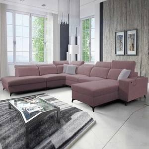 Ecksofa mit Schlaffunktion Kelly Sleek X lavendel rosa rechtes extrem elegantes Ecksofa für Wohnzimmer mit verstellbaren Kopfstützen