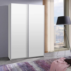 Vilo 135 cm Schiebeschrank weiß modernes Design ABS-Finish und Aluminium-Türführungen