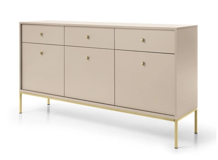 Kommode mit Schubladen Mono 154 cm Beige Minimalistisches Design stilvoller Griff schlichte Form mit metallischen goldenen Elementen