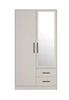Kleiderschrank mit spiegel Caspe 100 cm beige modernes Design ABS-Finish und Aluminiumgriffe