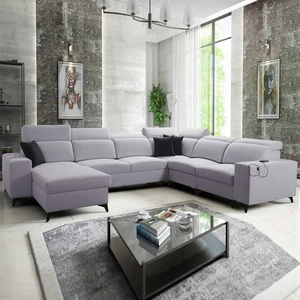 Ecksofa mit Schlaffunktion Kelly Sleek VIII grau Esche links stilvolles Ecksofa für Wohnzimmer bietet Komfort beim Entspannen