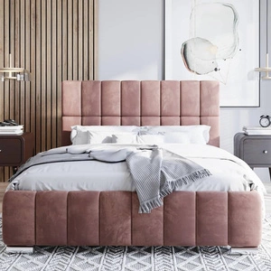 Polsterbett Amby 160x200 puderrosa stilvolles Bett mit Bettzeugablage komfortables Kopfteil besticht durch sein elegantes Design