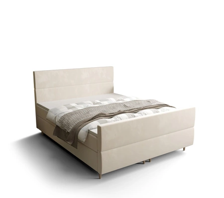 Boxspringbett Benet 160x200 Beige moderner skandinavischer Stil mit charakteristischem Kopfteil Kontinentale Bett