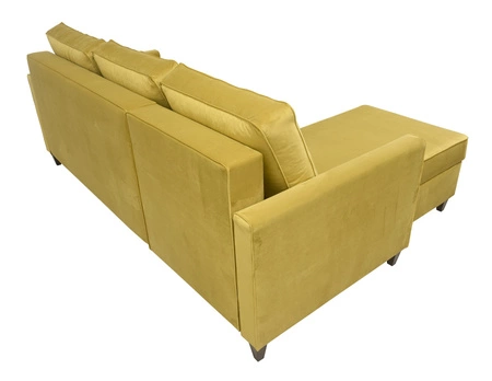 Ecksofa mit Schlaffunktion Terni Stahl grün linke Seite Praktisches und funktionelles Ecksofa mit geräumigen Behältern für Bettzeug