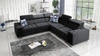 Ecksofa mit Schlaffunktion Hampton III schwarzes rechtsseitiges Komfort-Ecksofa aus glattem und weichem Samtstoff