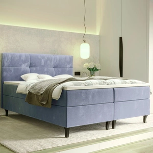 Boxspringbett Melba 160x200 hellblau Bett im modernen skandinavischen Stil mit markantem Kopfteil