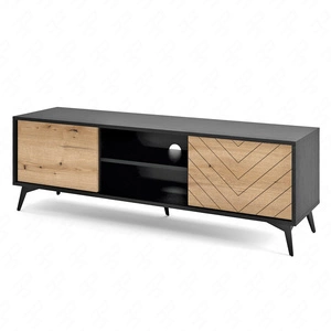 TV-Schrank Gusto 154 cm Schwarz / Eiche Evoke Funktionales und ideales Möbelstück für moderne klassische und skandinavische Innenräume