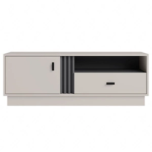 R=TV Schrank Estan 125 cm beige / anthrazit modernes Möbeldesign hochwertige Verarbeitung Regalkante mit Spezialfurnier verarbeitet