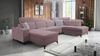Ecksofa mit Schlaffunktion Kelly Sleek VI lavendel rosa linke Seite modernes Design Ecksofa für Wohnzimmer mit verstellbaren Kopfstützen